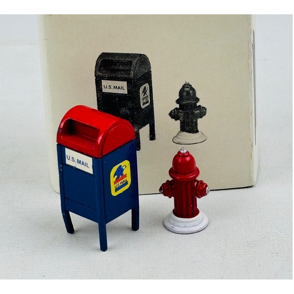 Dept 56 US Mail Box Fire Hydrant Set of‎ 2 Village Metal Accessories 56.52735